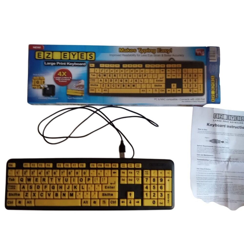 Large Print Keyboard K360 Larger Letters Elderly Vision Impaired USB Port EZ Eye